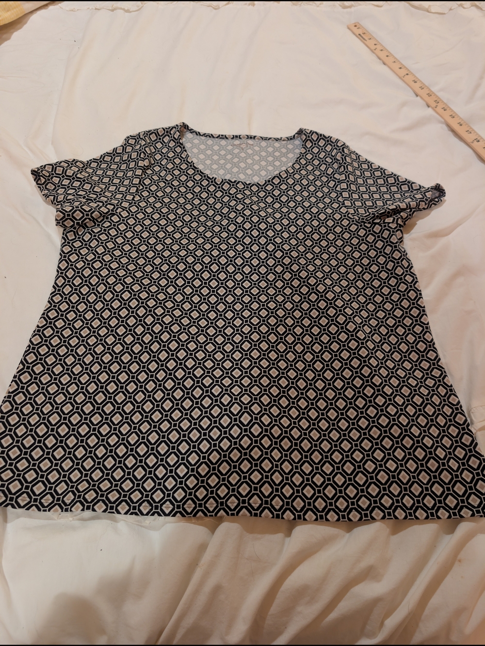 Coldwater Creek Black & White Geometric Short Sleeve Tee XL
